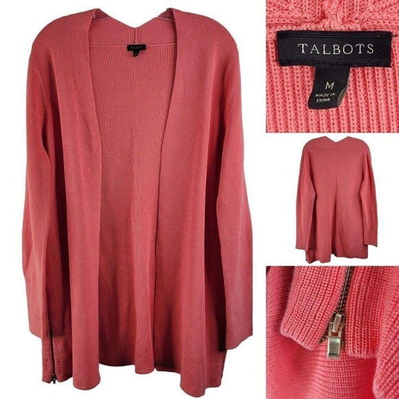 Talbots Sweaters - Talbots Pink Women's Long Open Front Cardigan Sweater Cotton Medium